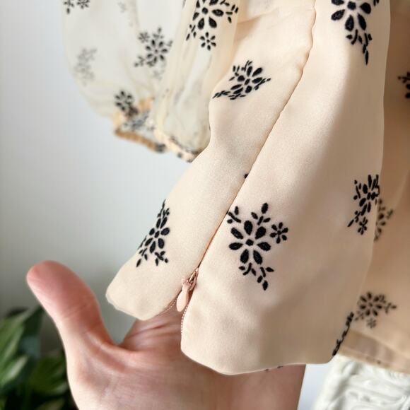 Zara Puff Sleeve Semi Sheer Floral Top - Picture 6 of 8